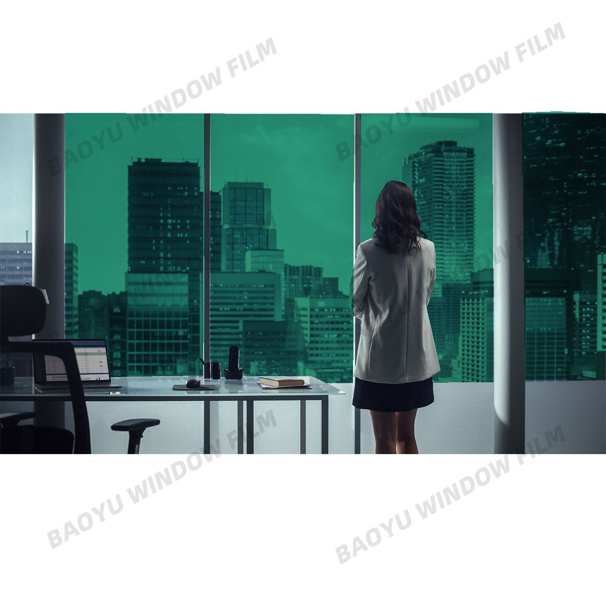 colorful home office decoration transparent glass film Light green Beautiful Decorative film