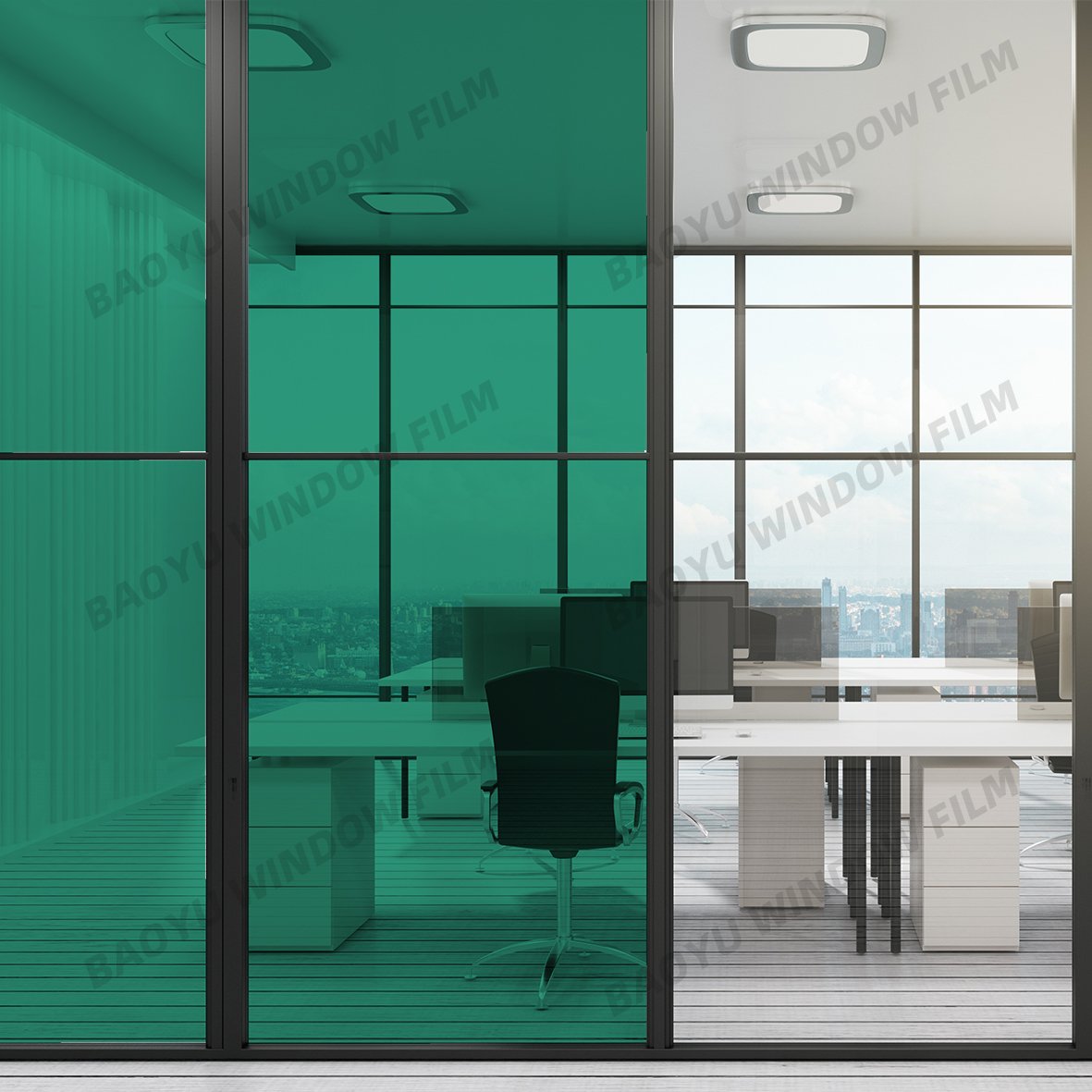 colorful home office decoration transparent glass film Light green Beautiful Decorative film