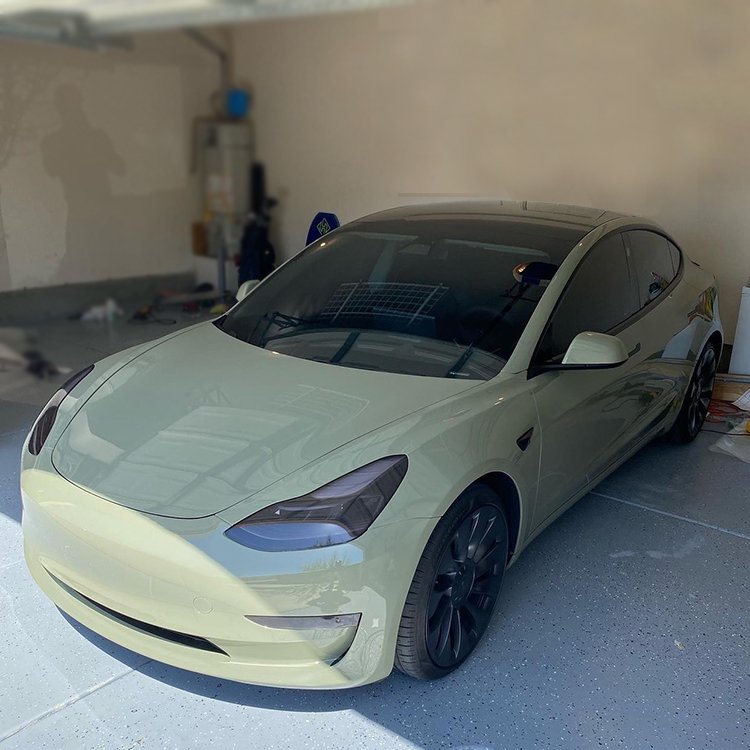 Easy Install Khaki Green High Glossy Vinyl Wrap Car Film
