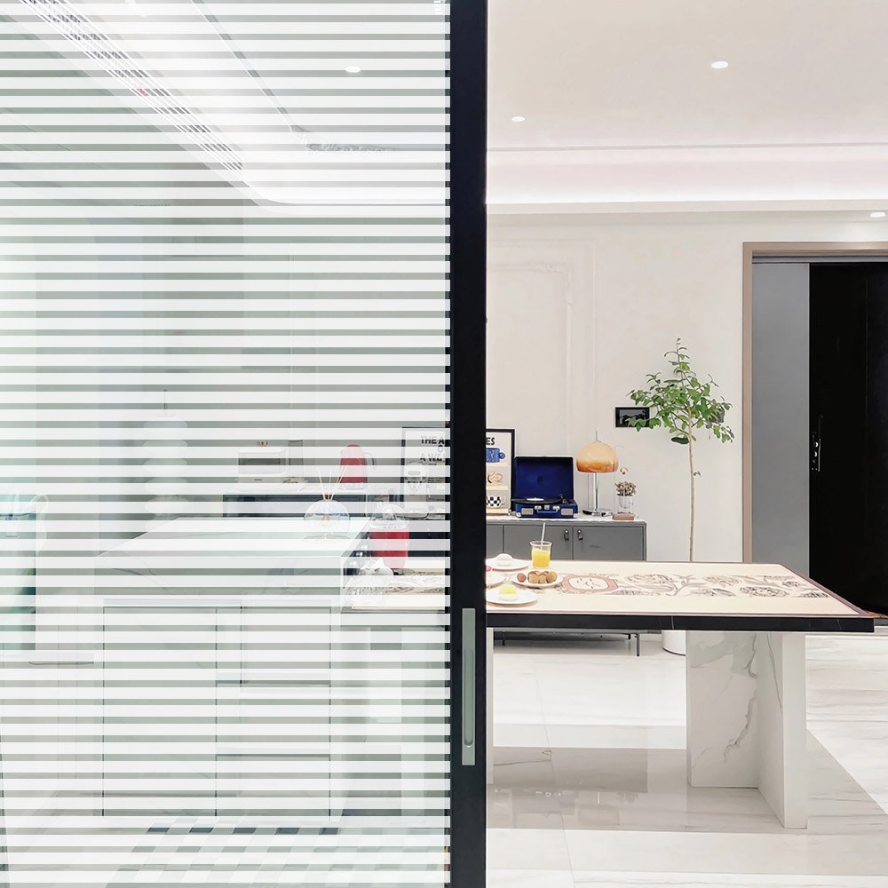 1.52*30m Building Privacy Window Film White Small Strip GlassOpaque Translucent Stripe Decorative PET Window Film Office Shower