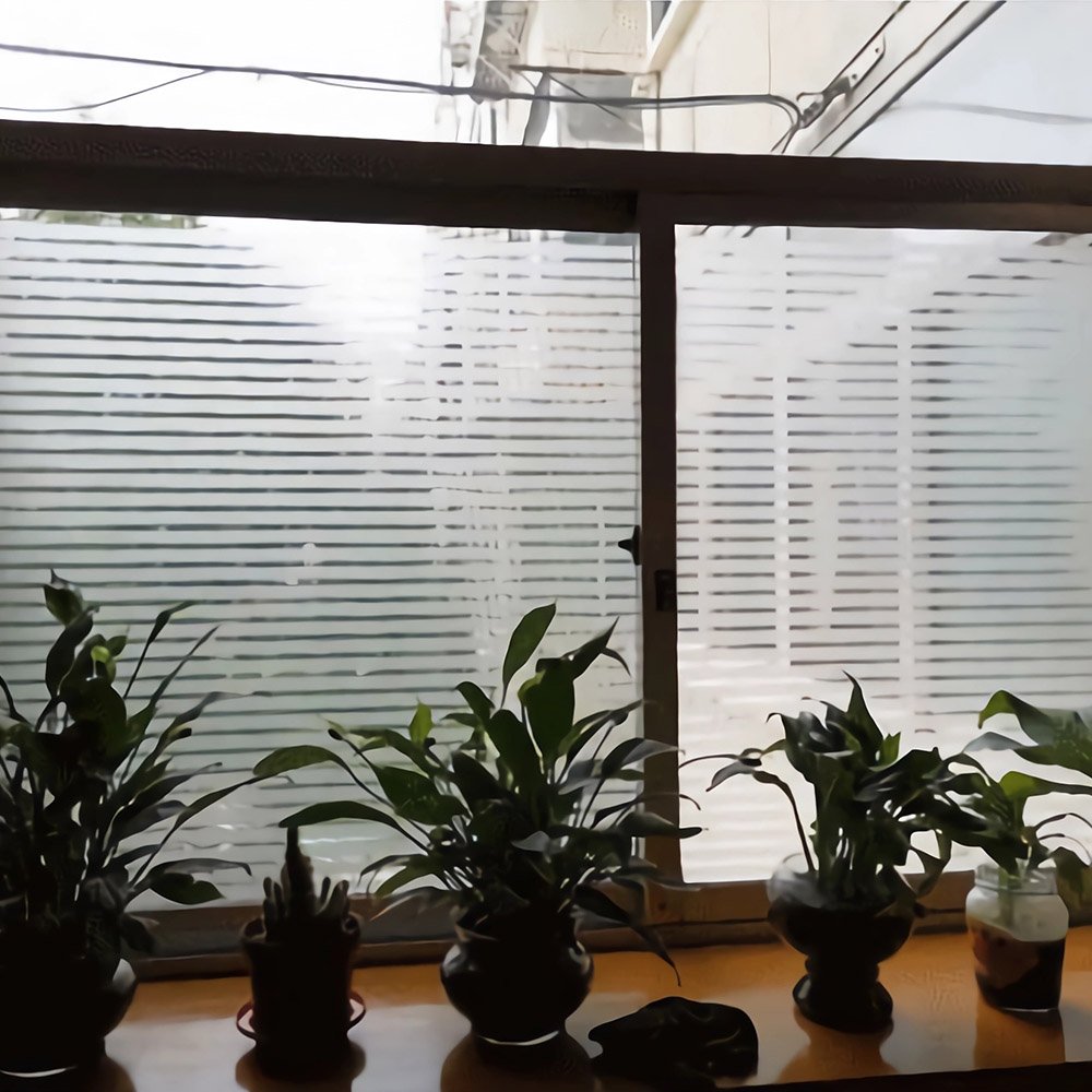 1.52*30m Building Privacy Window Film White Small Strip GlassOpaque Translucent Stripe Decorative PET Window Film Office Shower