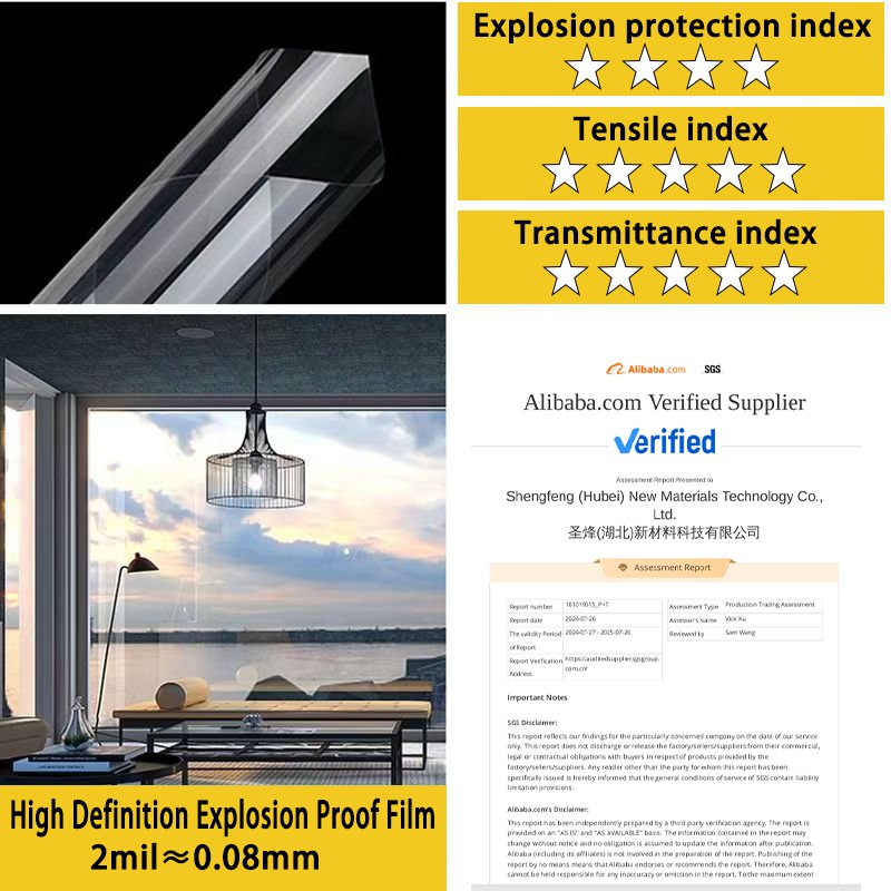 Rordon 2mil 2mil 4mil 8mil 12mil Window Tint Film Explosion proof home security tinting film glass anti scratch clear film