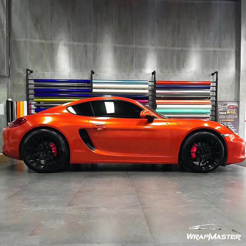 WRAPMASTER 1.52*18m Super Glossy Metallic Sapphire Orange Vehicle Vinyl Wrap Car Paint Protection Film Dropshipping Products