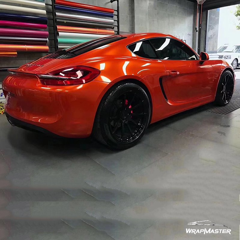 WRAPMASTER 1.52*18m Super Glossy Metallic Sapphire Orange Vehicle Vinyl Wrap Car Paint Protection Film Dropshipping Products
