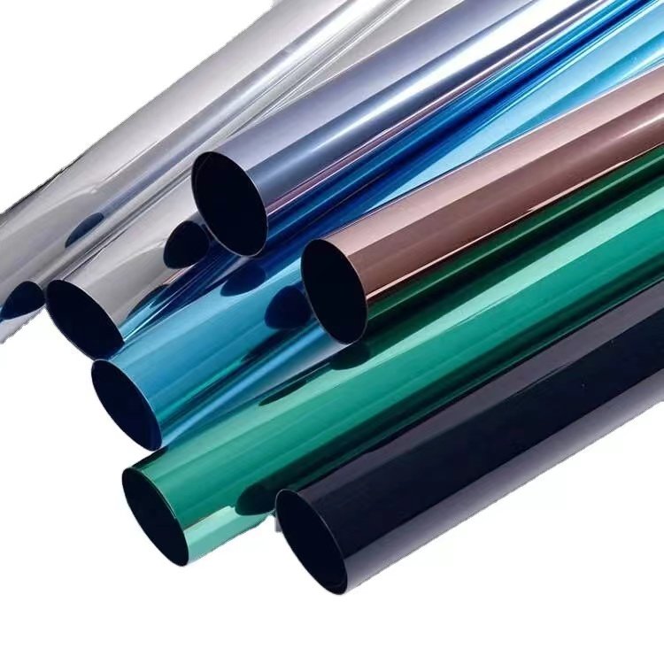 Green-silver Window Film One Side Silver Mirror Glass Heat Control Decorative Film Tinted Film for House Window Silver Reflect