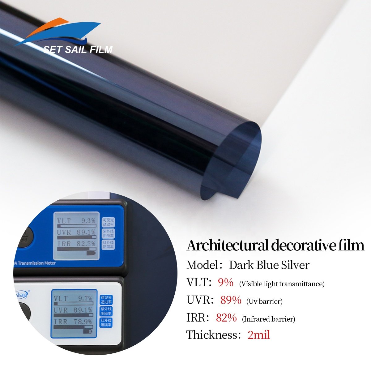 Customized factory Dark Blue Silver Window Film,Protective decoration building film,window tint film for home glass window film