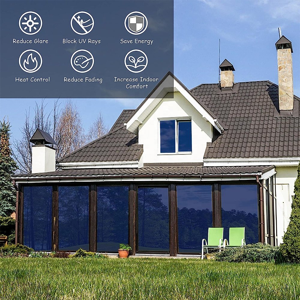 Customized factory Dark Blue Silver Window Film,Protective decoration building film,window tint film for home glass window film