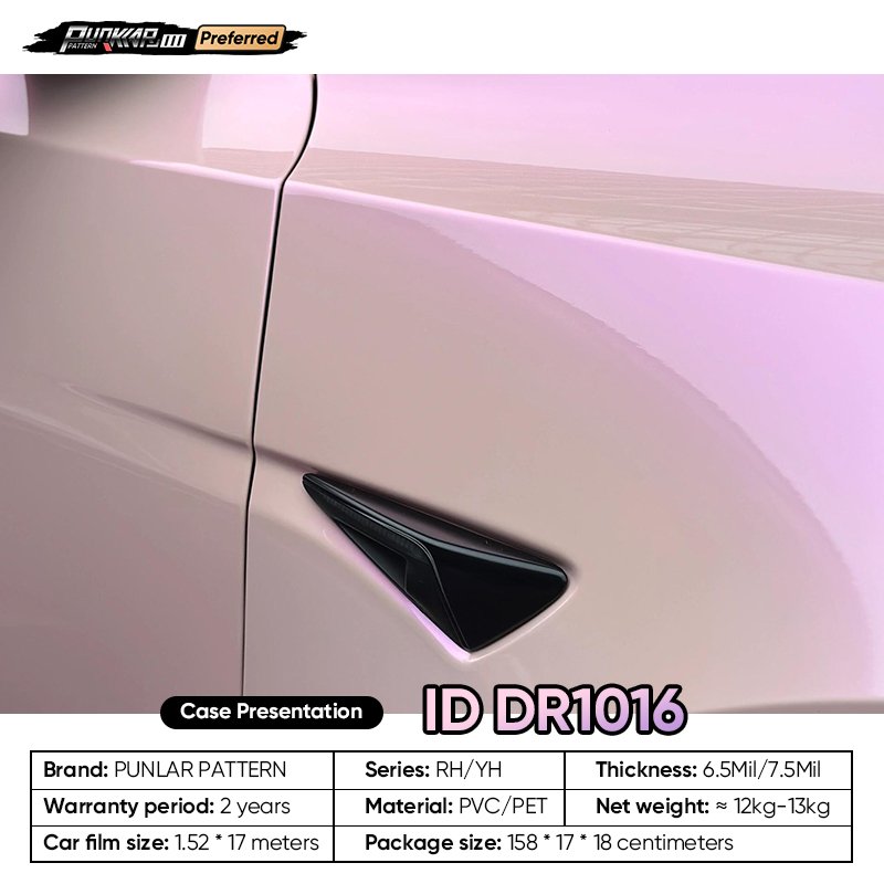 Customizable OEM Dreamy Powder Car Wrap Vinyl PET High-Gloss PVC Film 1.52cm Wide Car Stickers Waterproof Color-Changing Film
