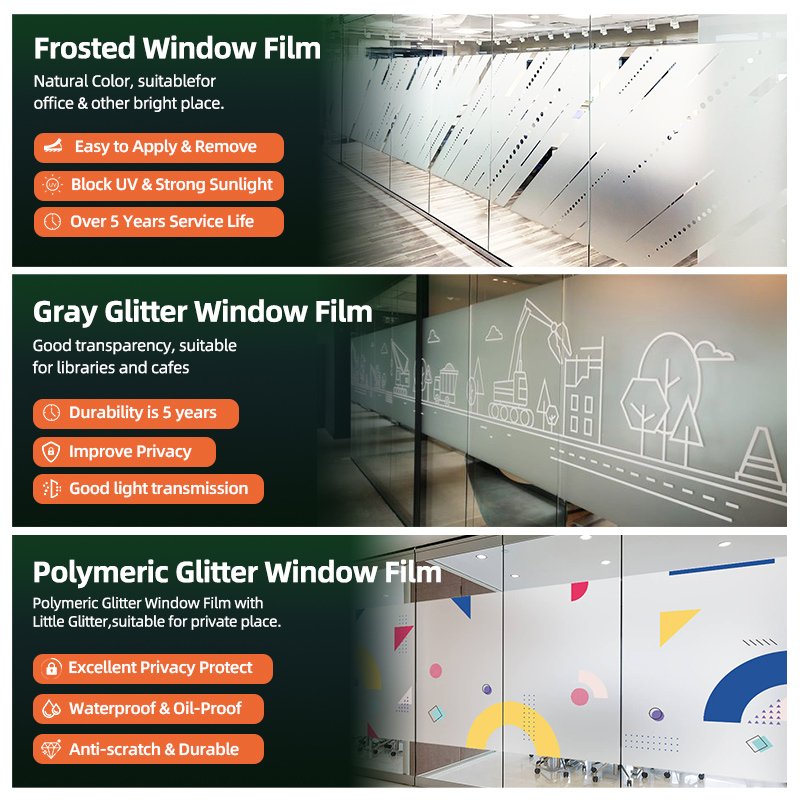 Tome Glitter Frosted Glass Sticker 122CM Decorative Glass Films PVC Frosted and Glitter Films Window