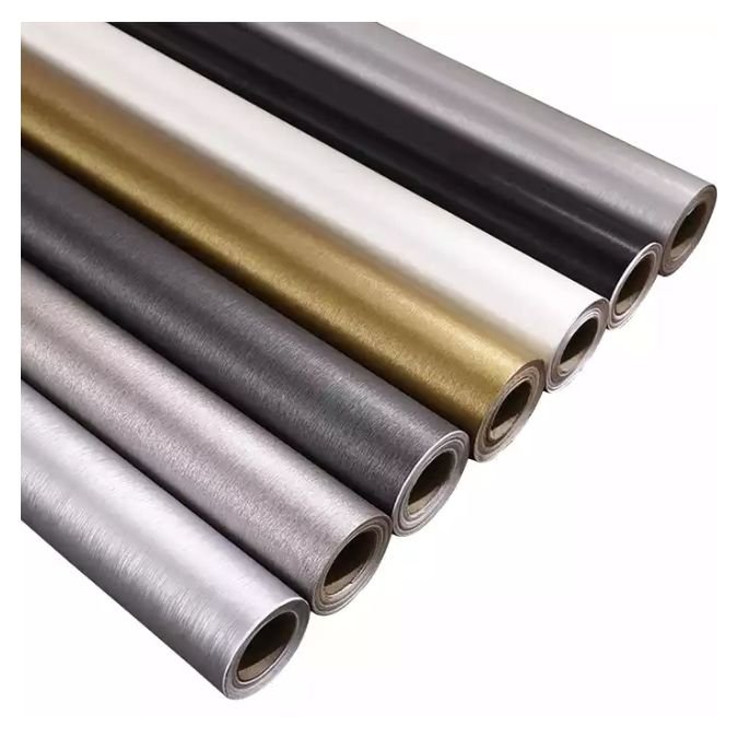 Lonmay Guangdong office exhibition brushed metal color grain decoration self adhesive pvc film