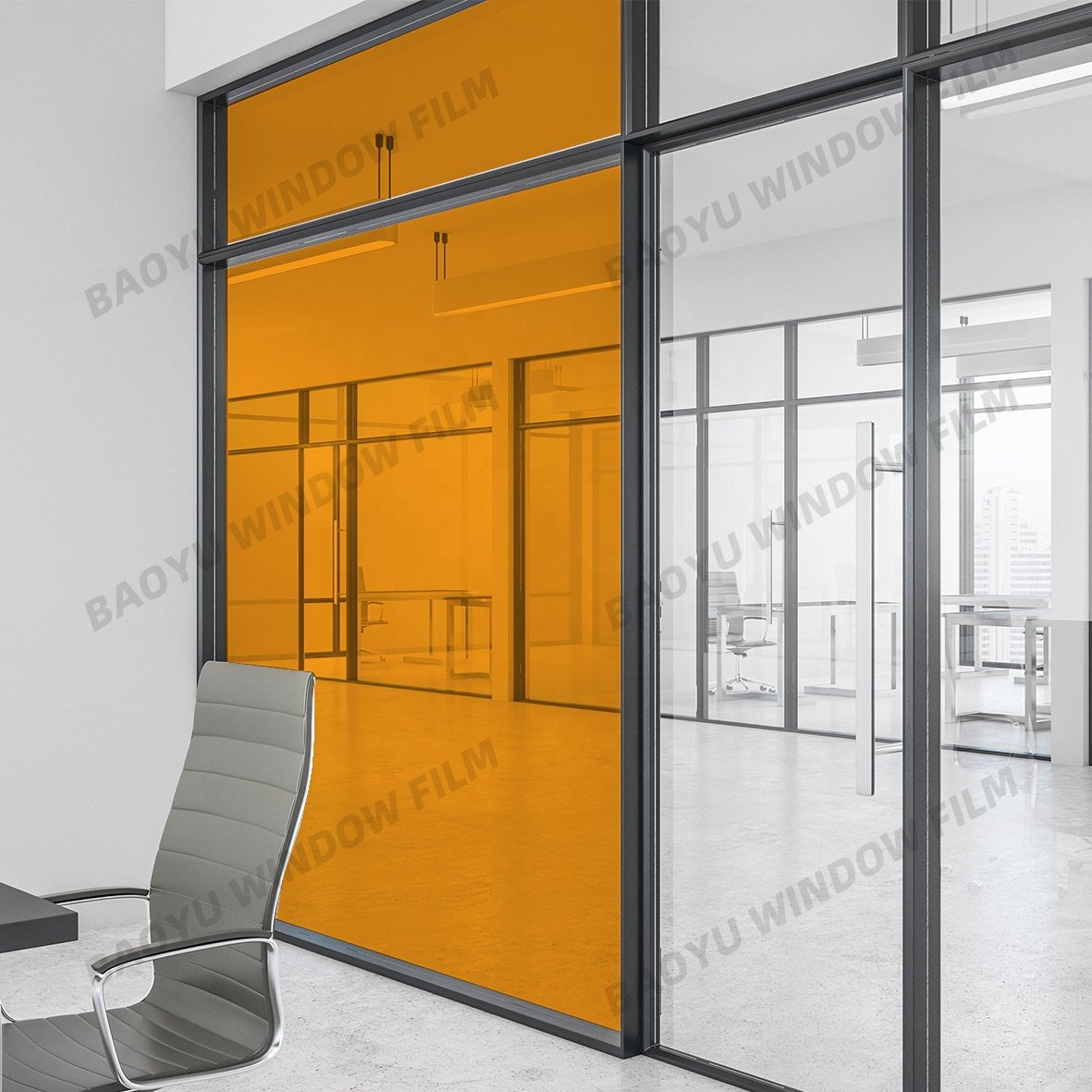 home office colorful Block UV transparent color film Middle Orange Beautiful Decorative film