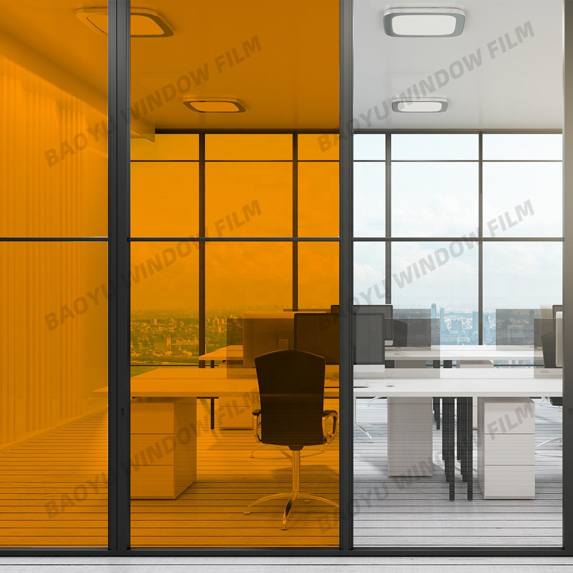 home office colorful Block UV transparent color film Middle Orange Beautiful Decorative film