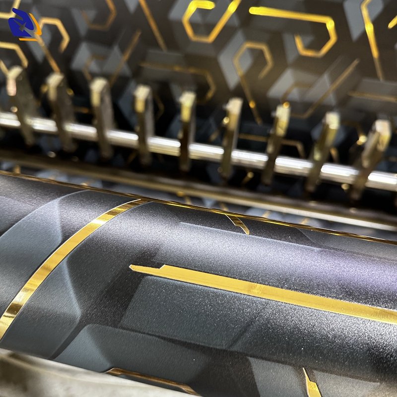 Modern High-Level 3D Effect Golden Line PET PVC Decorative Film Real Gilt Texture Wall Panel Decoration Flat Lamination PETG