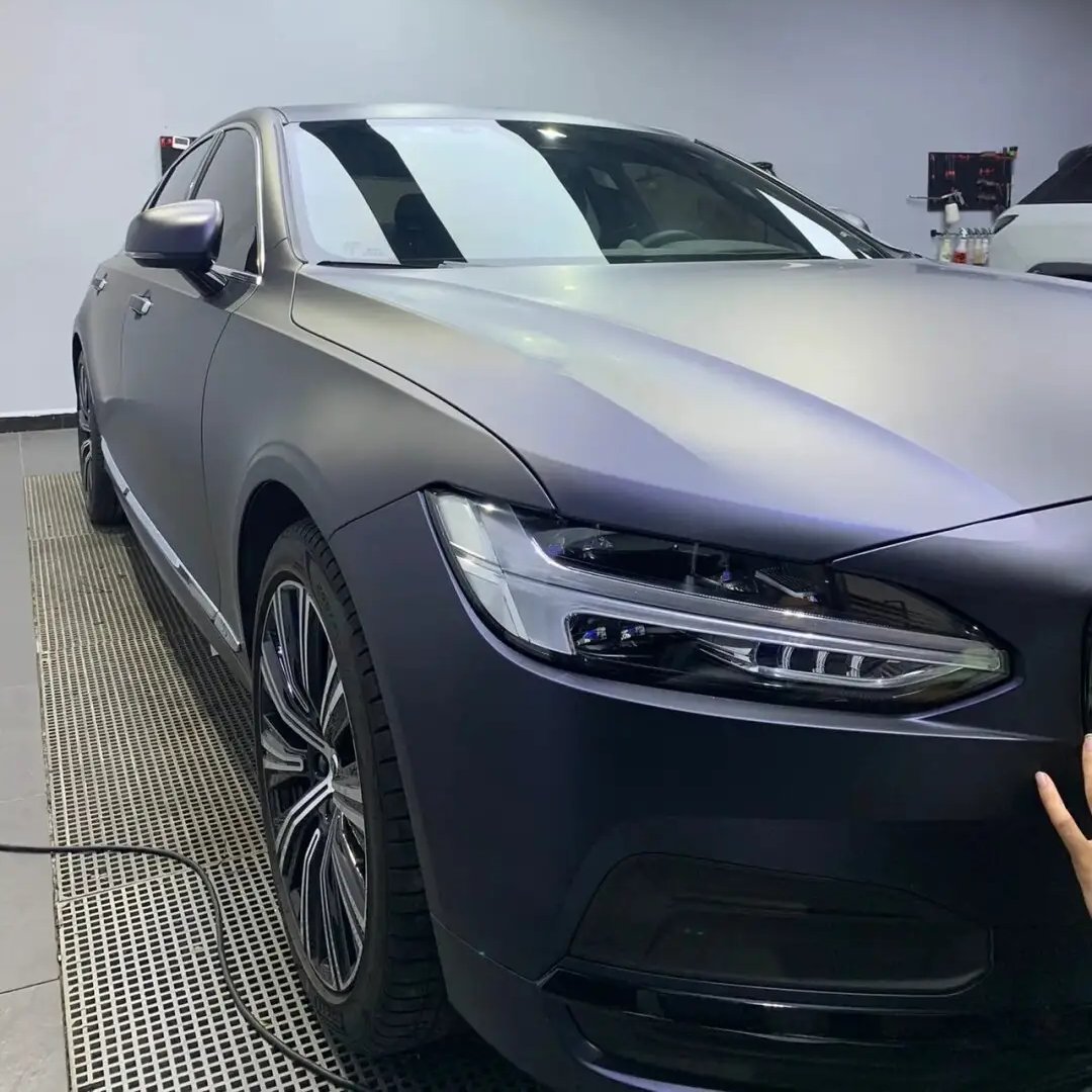 Wrapmaster 1.52*17m Car Decorative Films PET Matte Black Blue Wrap vehicle wrap car wraps for sale