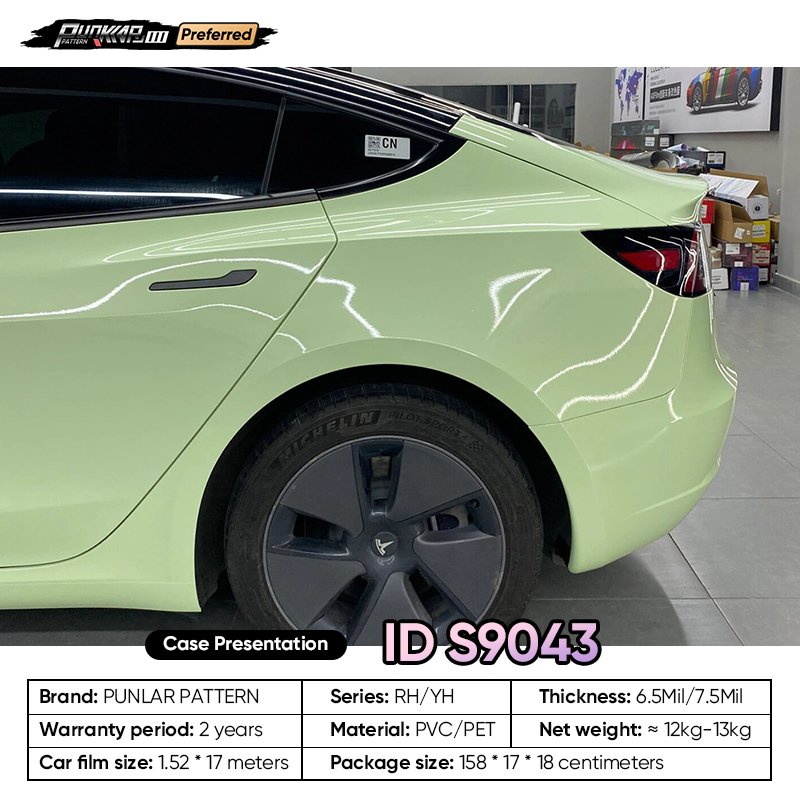 Customizable OEM Green PET Vinyl Film High-Gloss PVC Film 1.52 Cm Wide Waterproof Color-Changing Film