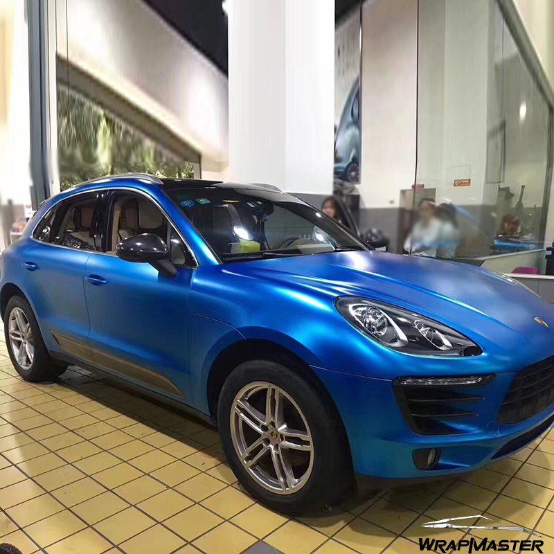 1.52x17m 5x56ft Vehicle Stickers Satin Metallic Sea Blue Car Vinyl Wrap PVC Paint Protection Film for Car Body