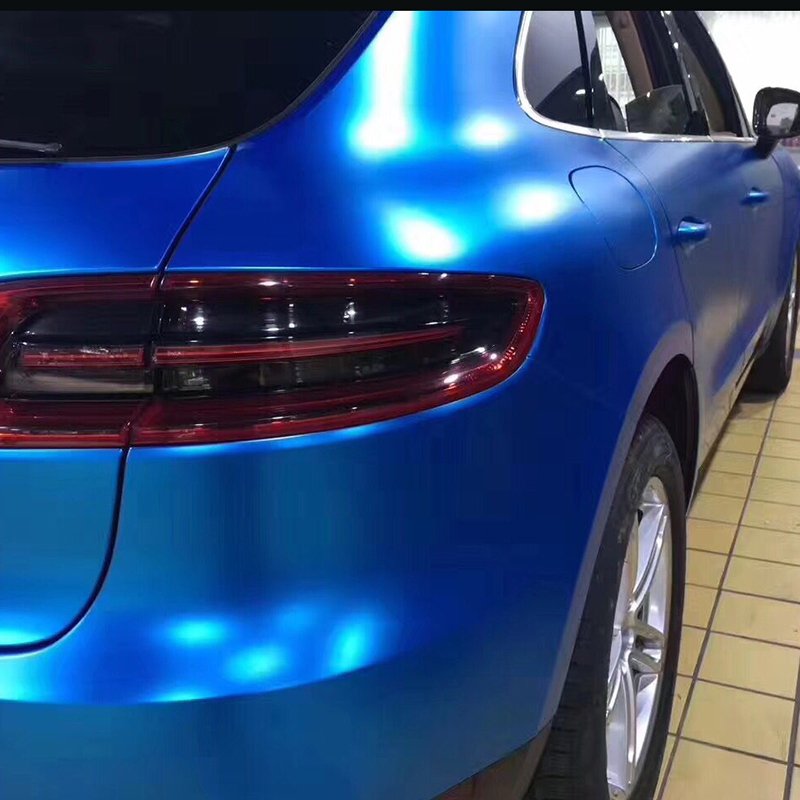1.52x17m 5x56ft Vehicle Stickers Satin Metallic Sea Blue Car Vinyl Wrap PVC Paint Protection Film for Car Body