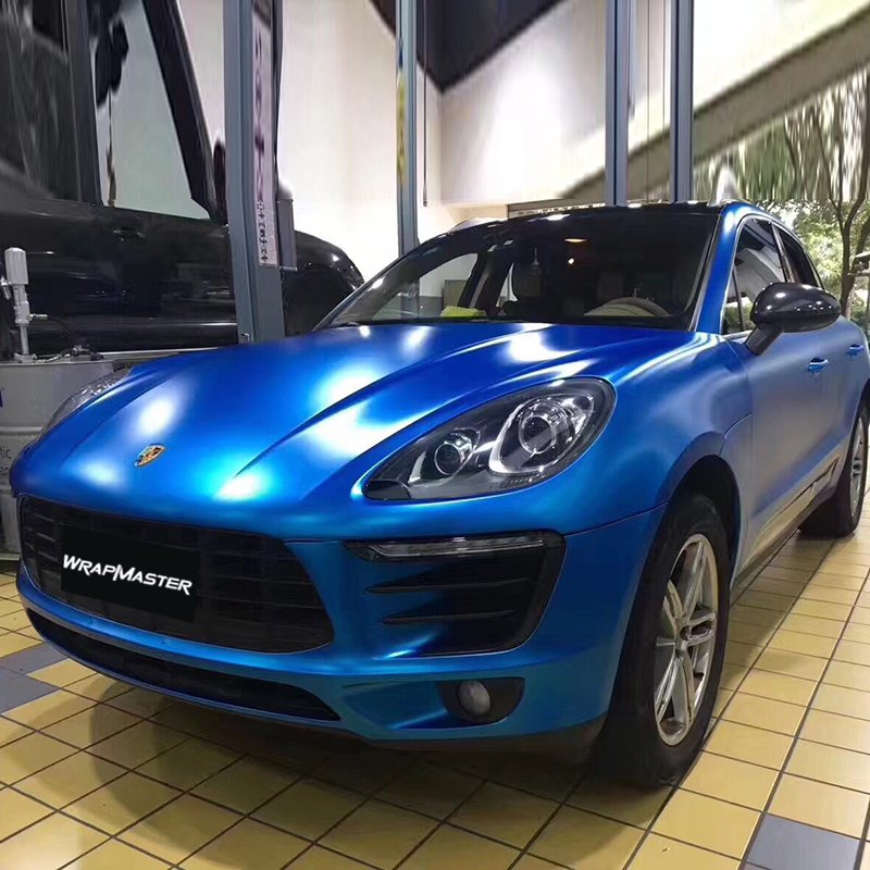 1.52x17m 5x56ft Vehicle Stickers Satin Metallic Sea Blue Car Vinyl Wrap PVC Paint Protection Film for Car Body