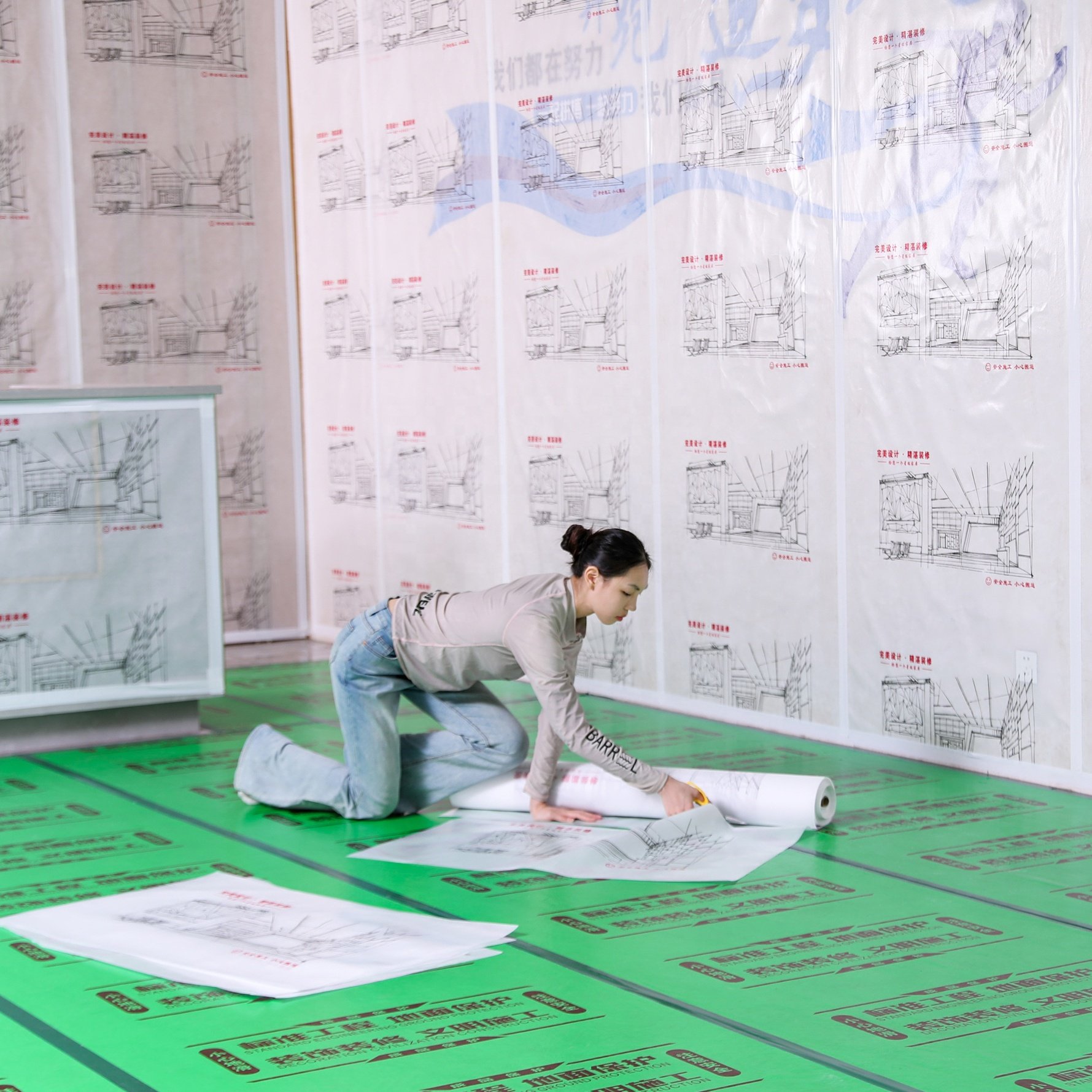 multifunctional materials flooring roll architecture materials Painter Felt durable pvc decorative film