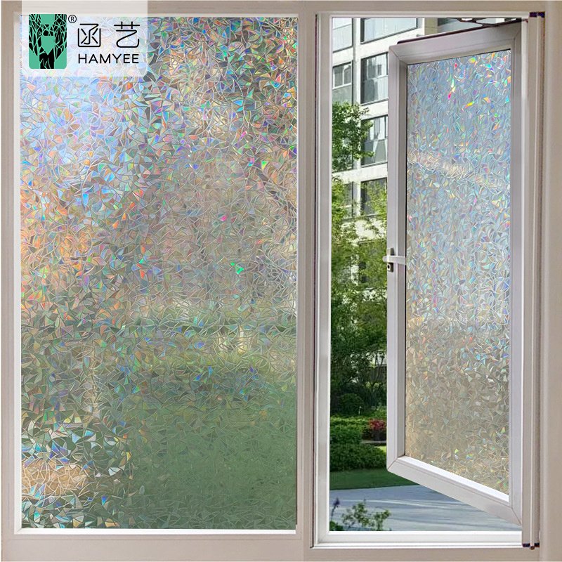 High quality rainbow window privacy film decorative pvc static cling window glass film sticker