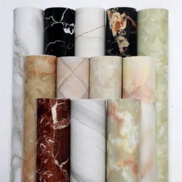 Non Self Adhesive high gloss marble decorative furniture films for wood wall panel protection
