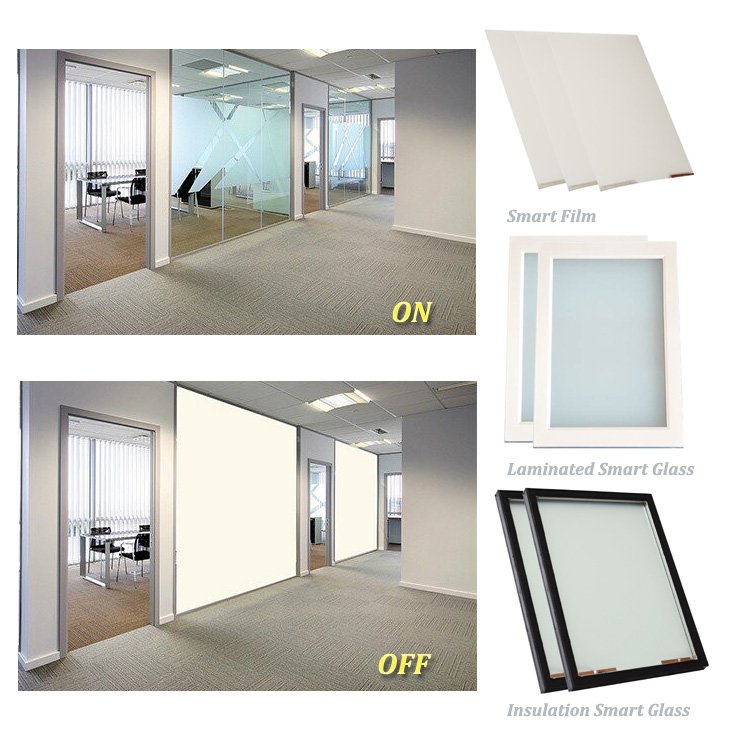 Factory Switchable Privacy Smartfilm PDLC Film Smartglass Laminated LED Glass Smart film