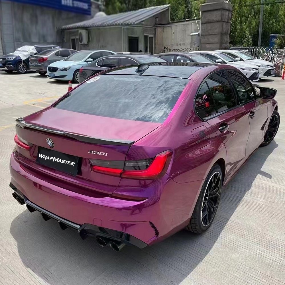 WRAPMASTER 1.52*17m Self Adhesive Super Gloss Metallic Grape Purple Vinyl Wrap Car Sticker Bronze Metallic vinyl Wrap