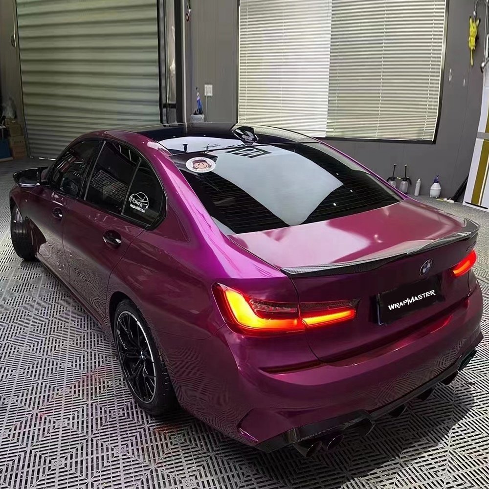 WRAPMASTER 1.52*17m Self Adhesive Super Gloss Metallic Grape Purple Vinyl Wrap Car Sticker Bronze Metallic vinyl Wrap