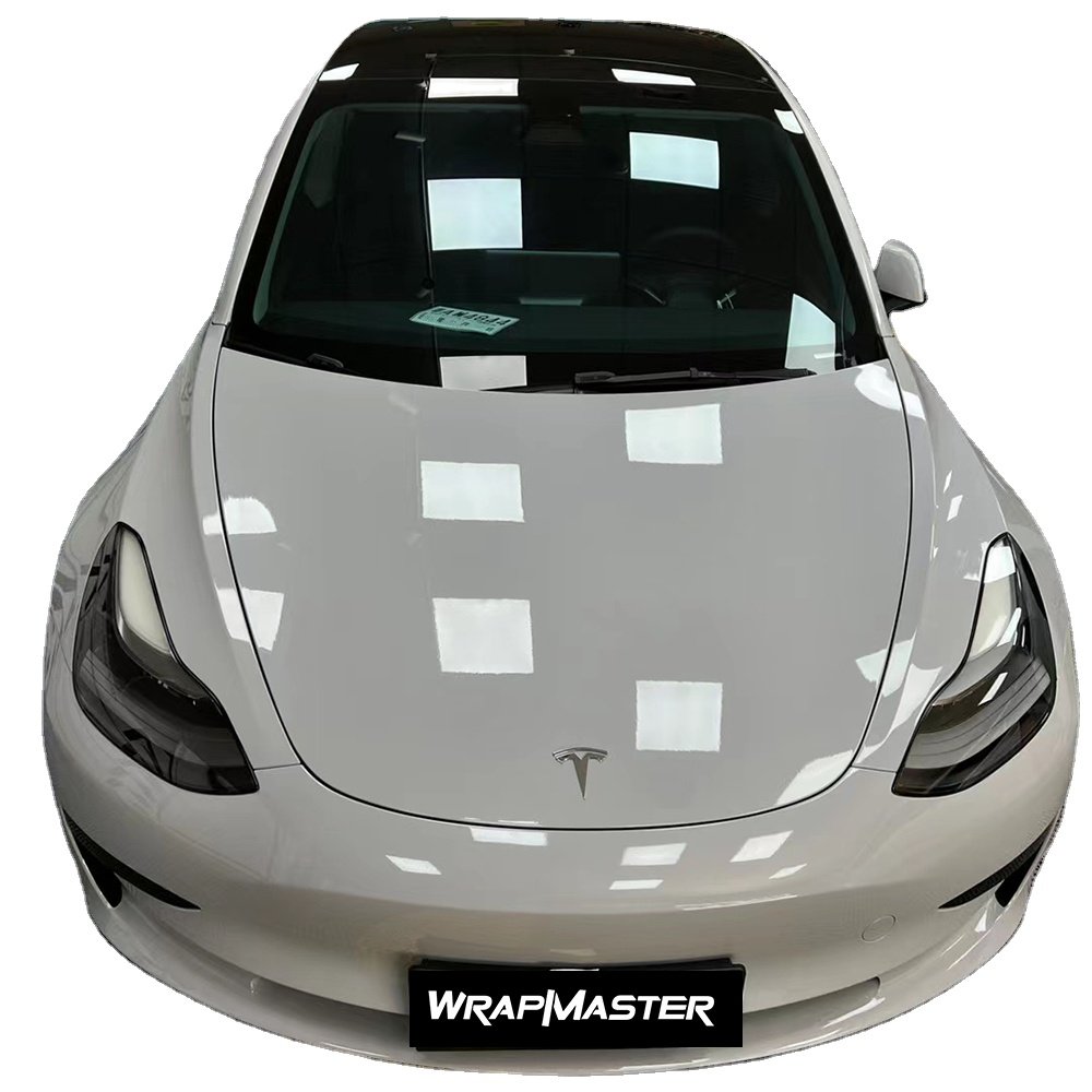 WRAPMASTER 1.52*147m Super Glossy Crystal PET Liner Light Nardo Grey Wrap Vinyl Car Stickers Car Films