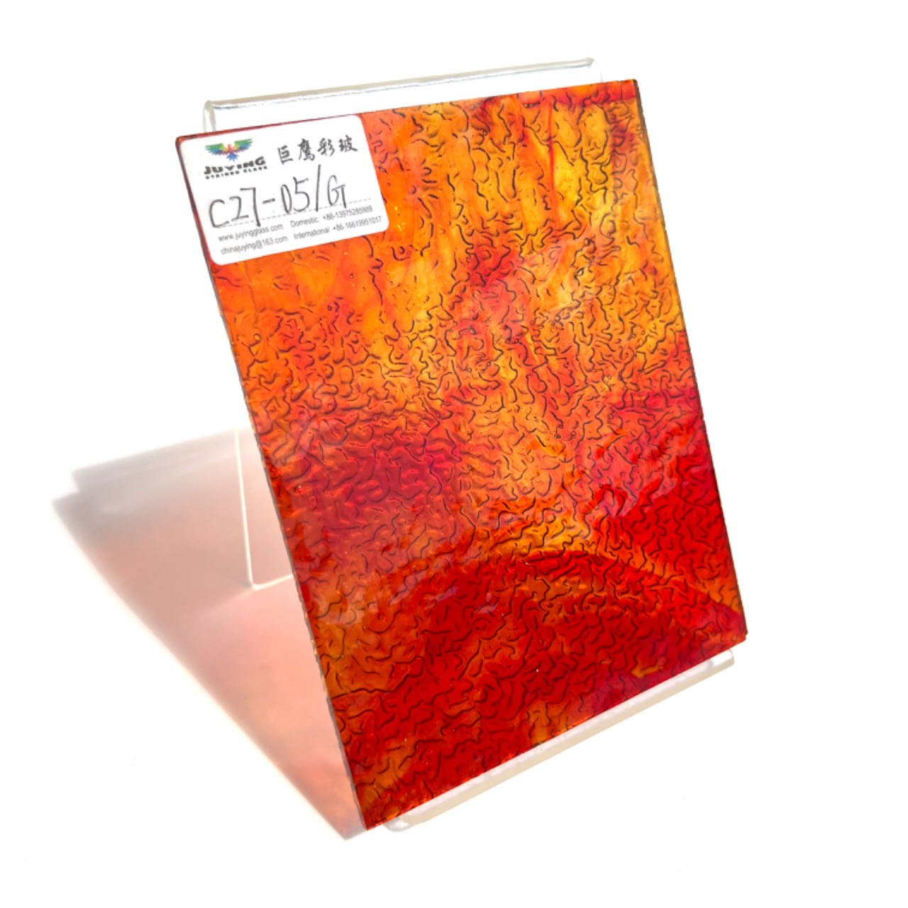 Factory Supply Good Quality GraniteTexture orange red Stained Glass Sheet for Art window film