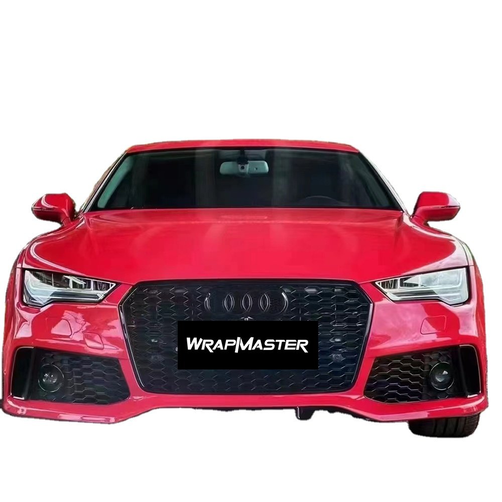 WRAPMASTER 1.52*18m PET Paint Protection Super Glossy Crystal Strawberry red Full Car Body Vinyl Wrap Stickers Hood Vinyl Wrap