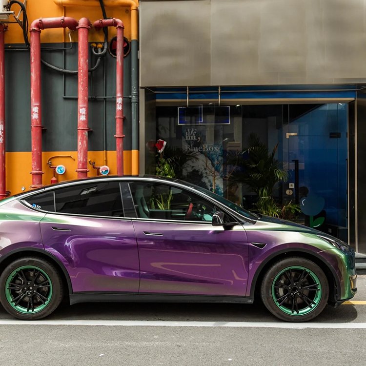 Hot Sale 1.52*18m Roll PET Glossy Diamond Green To Purple Chameleon Car Vinyl Wrap Film Color Shift Change Vinyl Sticker