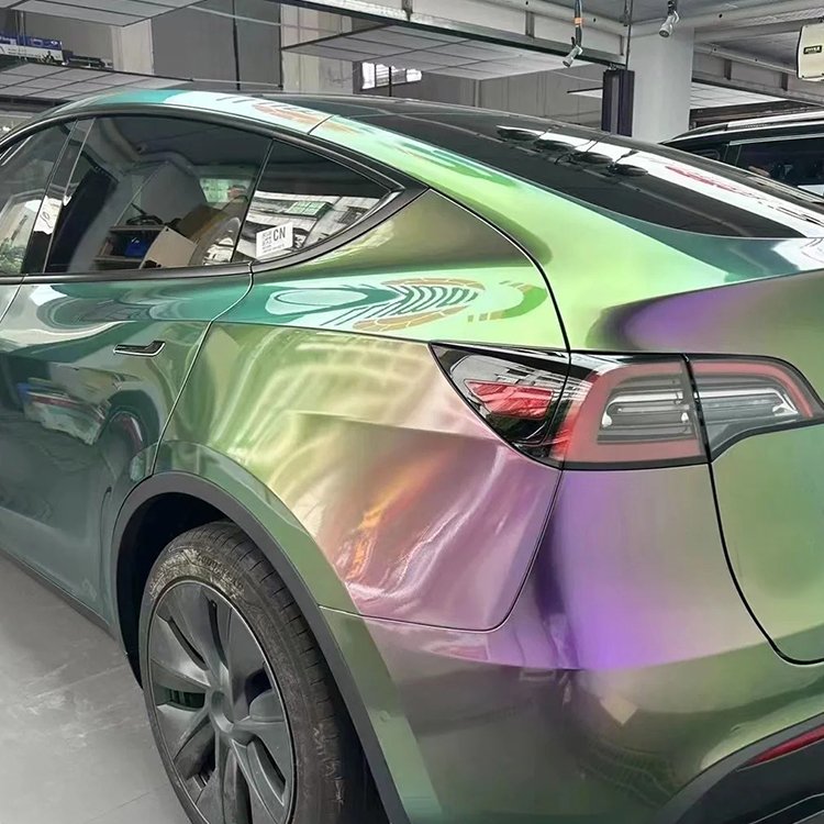 Hot Sale 1.52*18m Roll PET Glossy Diamond Green To Purple Chameleon Car Vinyl Wrap Film Color Shift Change Vinyl Sticker