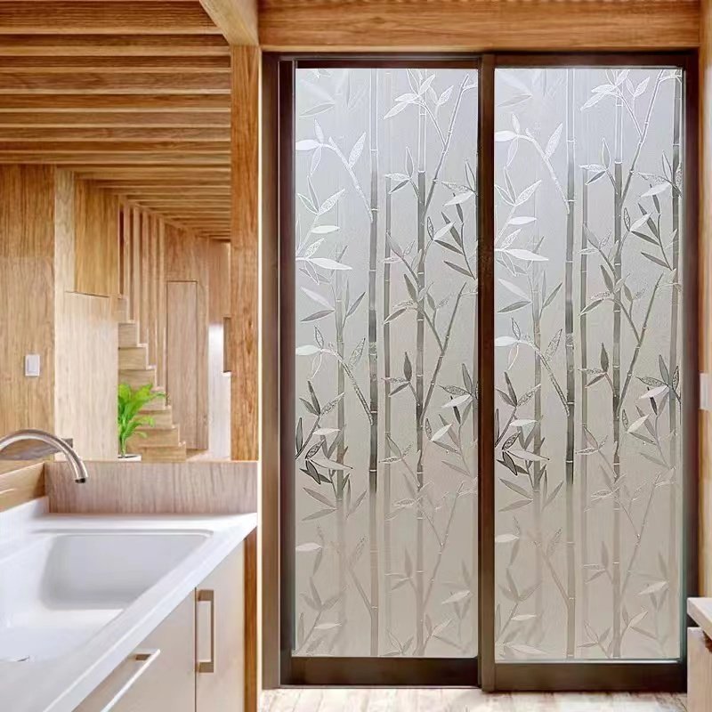 Modern Blooming Flowers Window Privacy Decorative Film for Home and Hotel Embossed Design with Elegant Touch!