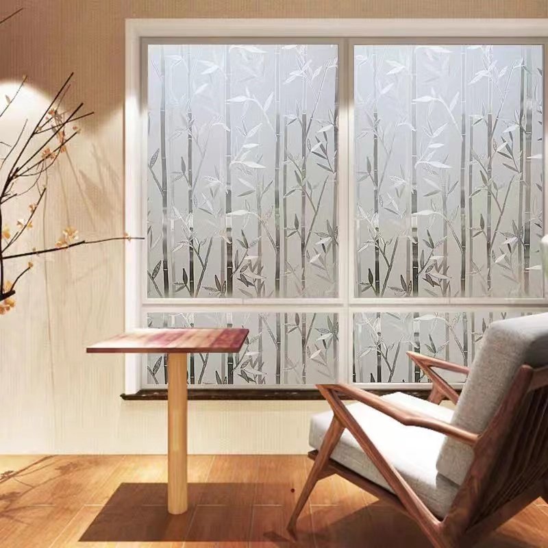 Modern Blooming Flowers Window Privacy Decorative Film for Home and Hotel Embossed Design with Elegant Touch!