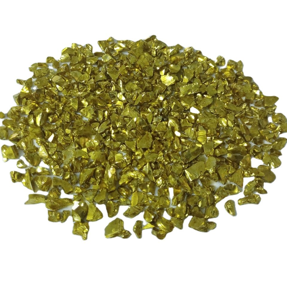 lemon yellow color coated glass chips home wall ans flower decoration pots filler glass chips artificial items made used resin
