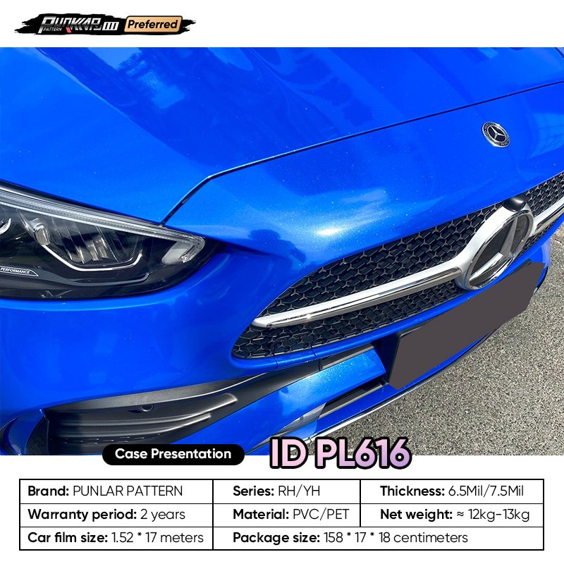 Customizable OEM Diamond Pearl Blue Car Wrap Vinyl PET High-Gloss PVC Film 1.52Wide Car Stickers Waterproof Color-Changing Film