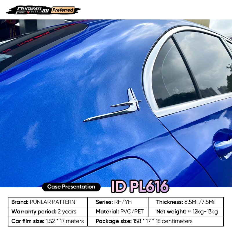Customizable OEM Diamond Pearl Blue Car Wrap Vinyl PET High-Gloss PVC Film 1.52Wide Car Stickers Waterproof Color-Changing Film