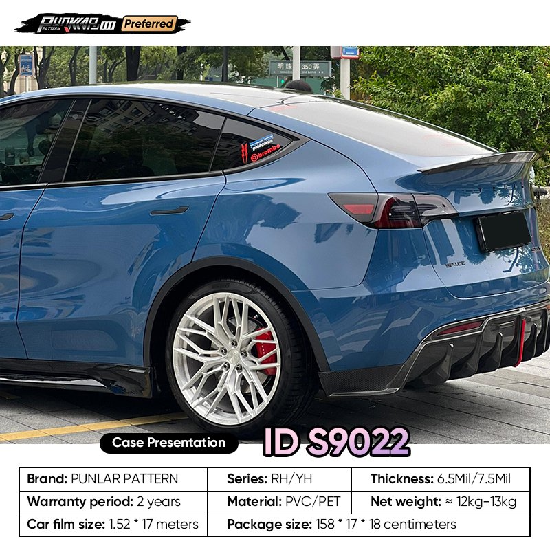 Customizable OEM Blue PET Vinyl Film High-Gloss PVC Film 1.52 Cm Wide Waterproof Color-Changing Film