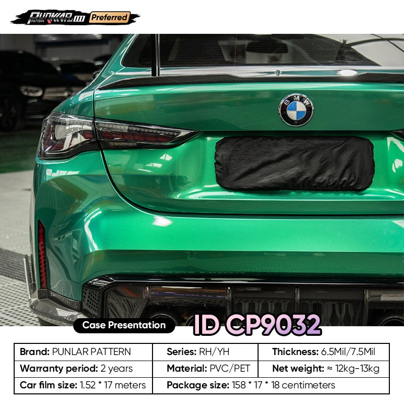 Factory Original Color Green Car Wrap Vinyl PET High-Gloss PVC Film 1.52CM Car Stickers Waterproof Color-Changing Film