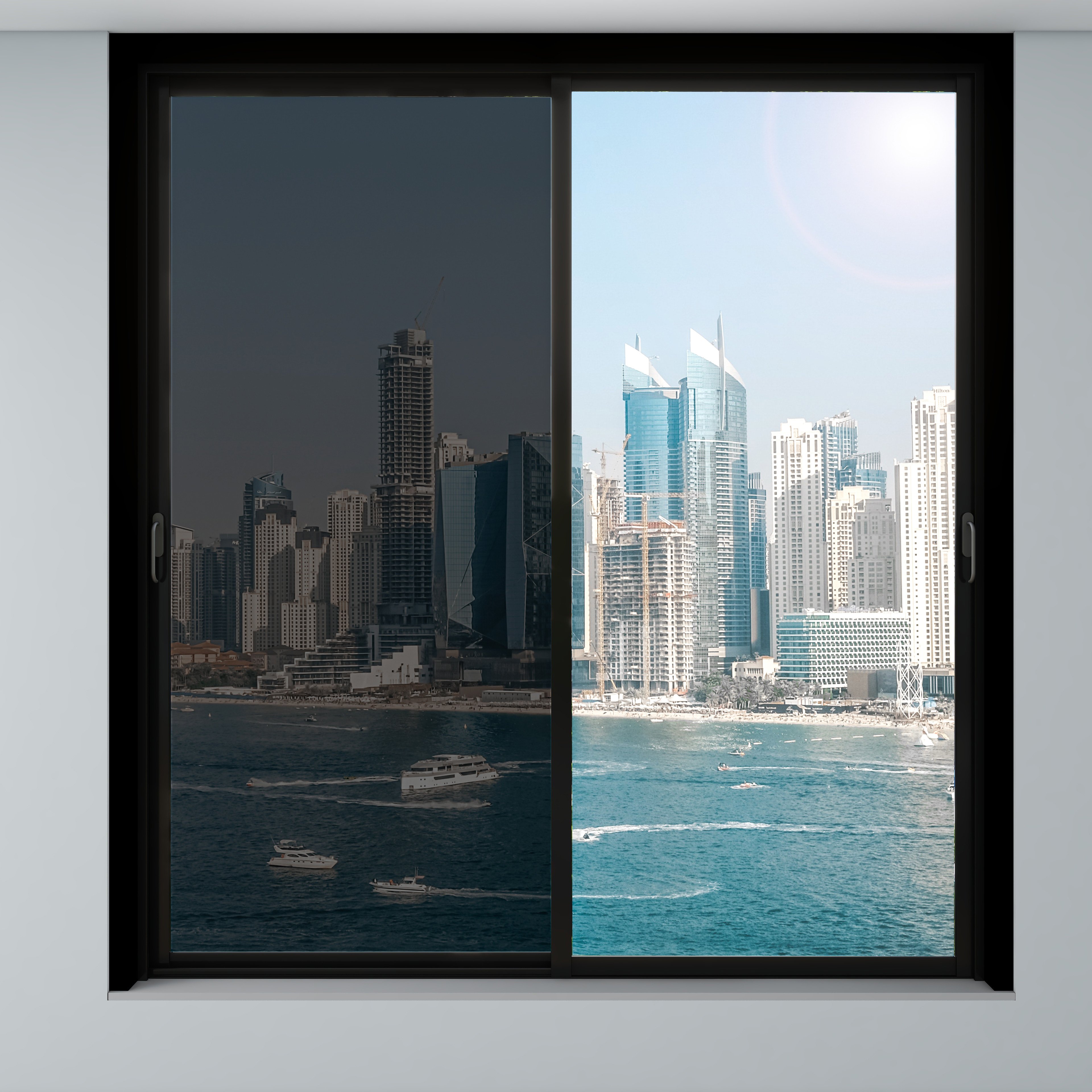 DUUEIHHUER Waterproof Solar Window Privacy Film Easy Install PET Glass for Apartment Hotel with UV Heat Barrier Stained Finish