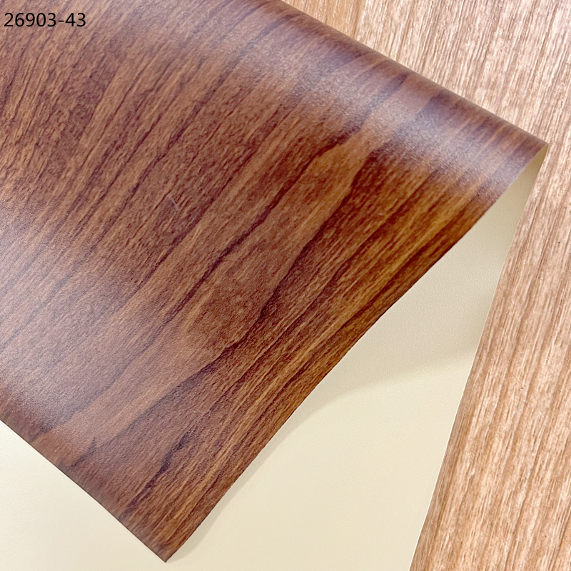 Wooden Pattern Waterproof Wood Grain Vinyl Vacuum Laminadora Wardrobe Door Membrane Decorative PVC Film