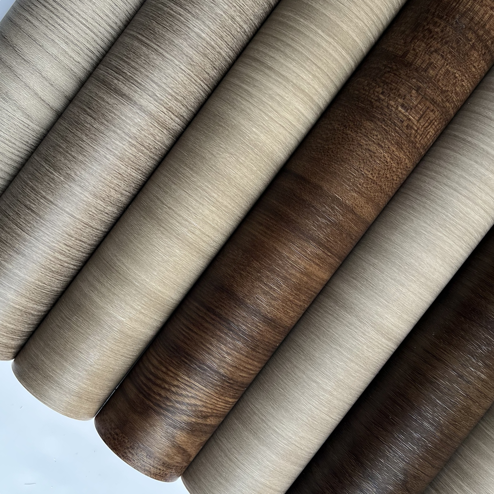 Wooden Pattern Waterproof Wood Grain Vinyl Vacuum Laminadora Wardrobe Door Membrane Decorative PVC Film