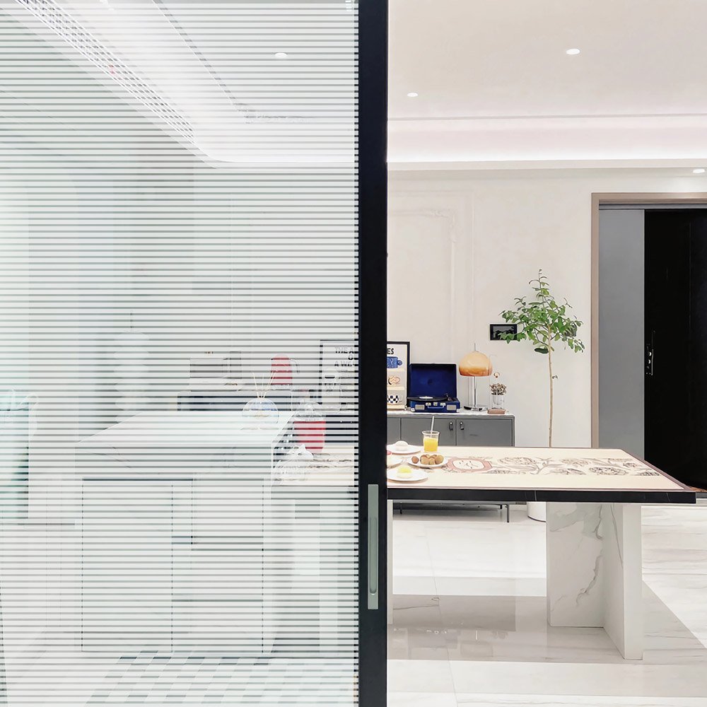 1.52*30m Building Privacy Window Film White Small Strip GlassOpaque Translucent Stripe Decorative PET Window Film Office Shower