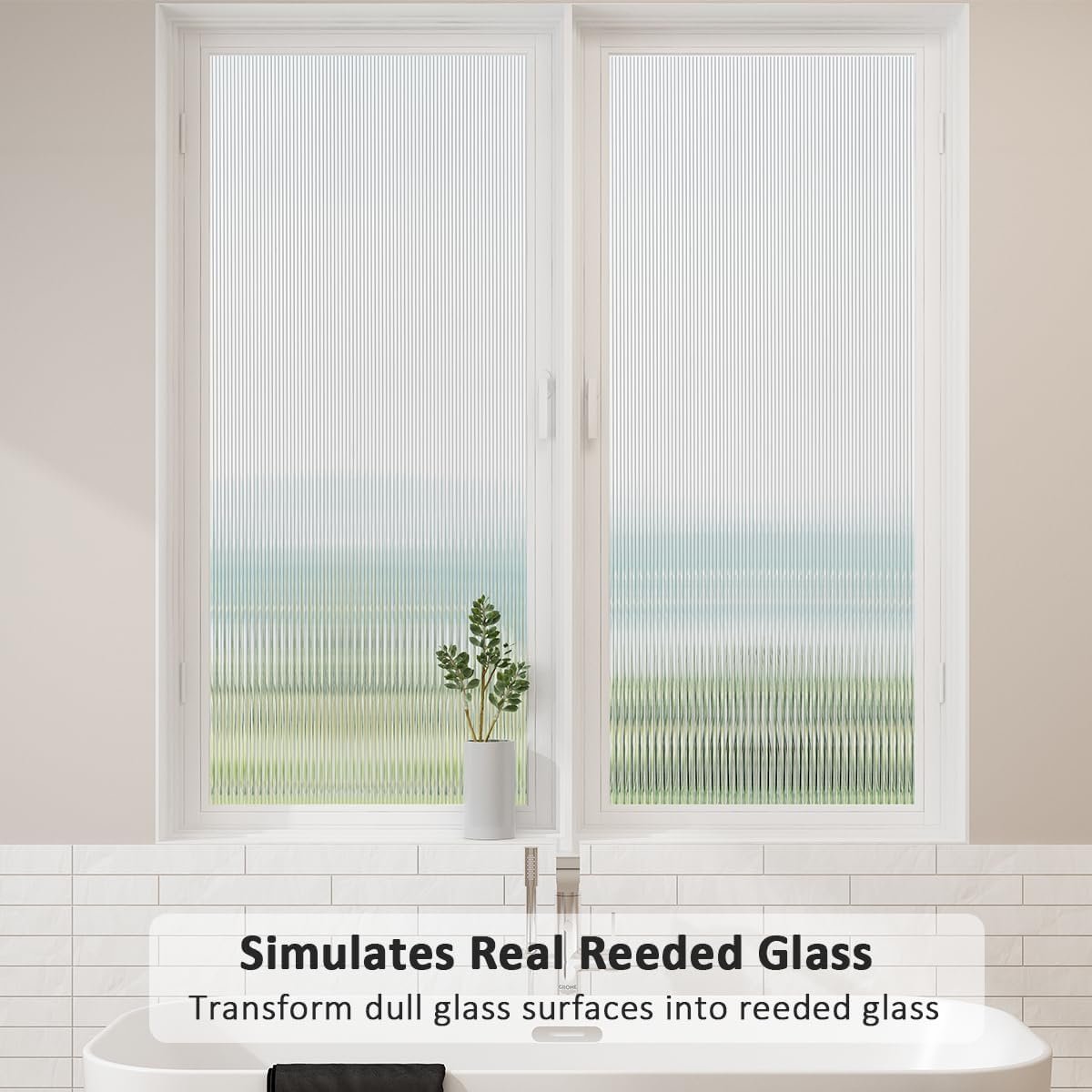 UDK New designed Self Adhesive Fluted Glass Sticker 3D China Manufacturer PET Material Reeded Windows Glass Film
