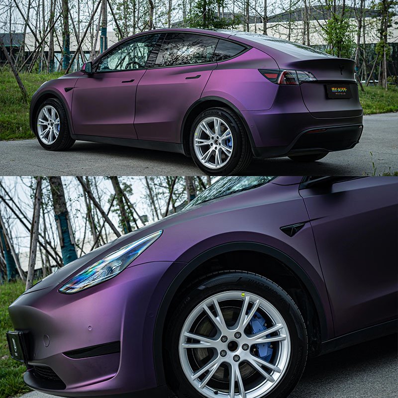 Premium PVC Air Bubble Free matte Color Car Foil Super Matte Black Pinot Purple Roll Wrapping Sticker Vinyl For Auto