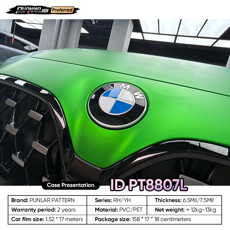 Customizable OEM Matte Gloss Electroplated Green PET Vinyl Film High-Gloss PVC Film 1.52 Cm Wide Waterproof Color-Changing Film