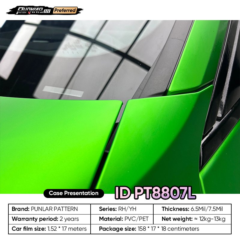 Customizable OEM Matte Gloss Electroplated Green PET Vinyl Film High-Gloss PVC Film 1.52 Cm Wide Waterproof Color-Changing Film