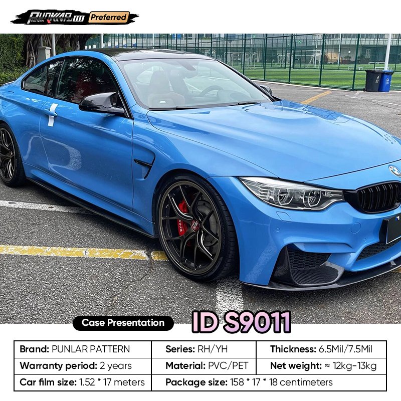 Customizable OEM Blue PET Vinyl Film High-Gloss PVC Film 1.52 Cm Wide Waterproof Color-Changing Film