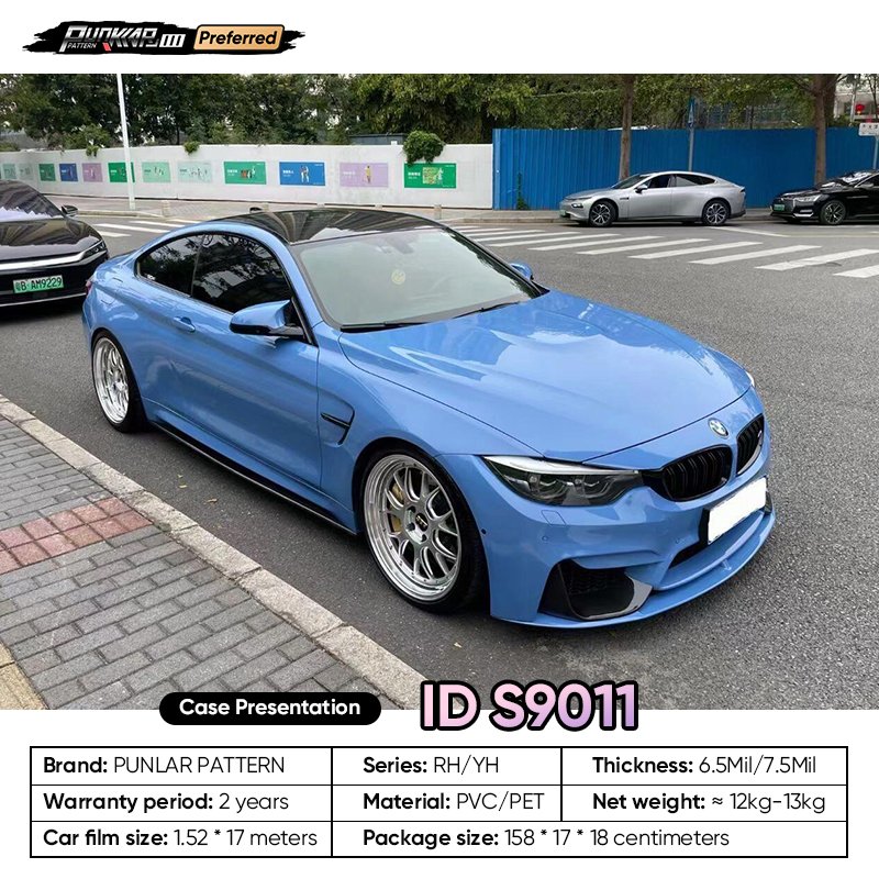 Customizable OEM Blue PET Vinyl Film High-Gloss PVC Film 1.52 Cm Wide Waterproof Color-Changing Film